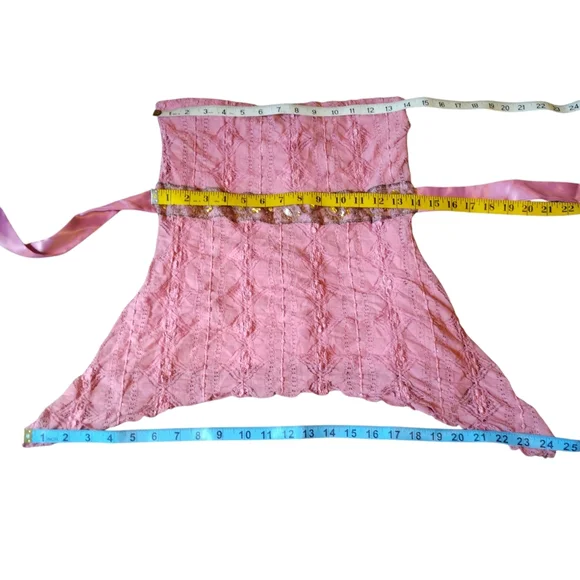 Vintage Y2K Pink Lace Beaded Sequin Fairy Corset Belted Top Sz S To M - Picture 9 of 9